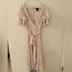 DKNY Cream Floral Wrap Midi Dress